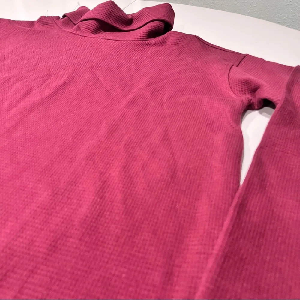 Lands end turtle neck waffle knit oversized burgundy‎ women’s medium long sleeve - Picture 3 of 4